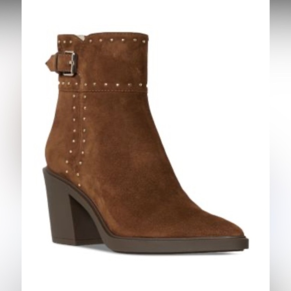 PAIGE $485 Brown Giselle Suede Pointed Toe Studded Ankle Boots size 9
